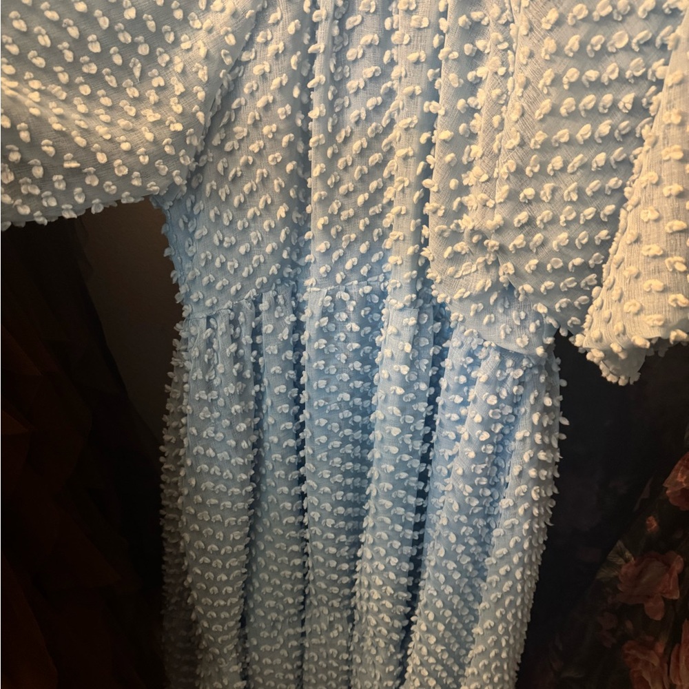 Sister Jane Blue Ribbed Pleated Casual Dress